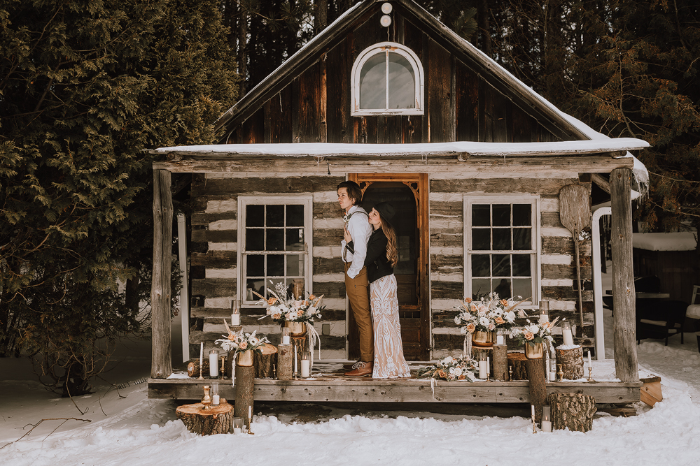 winter cabin elopement