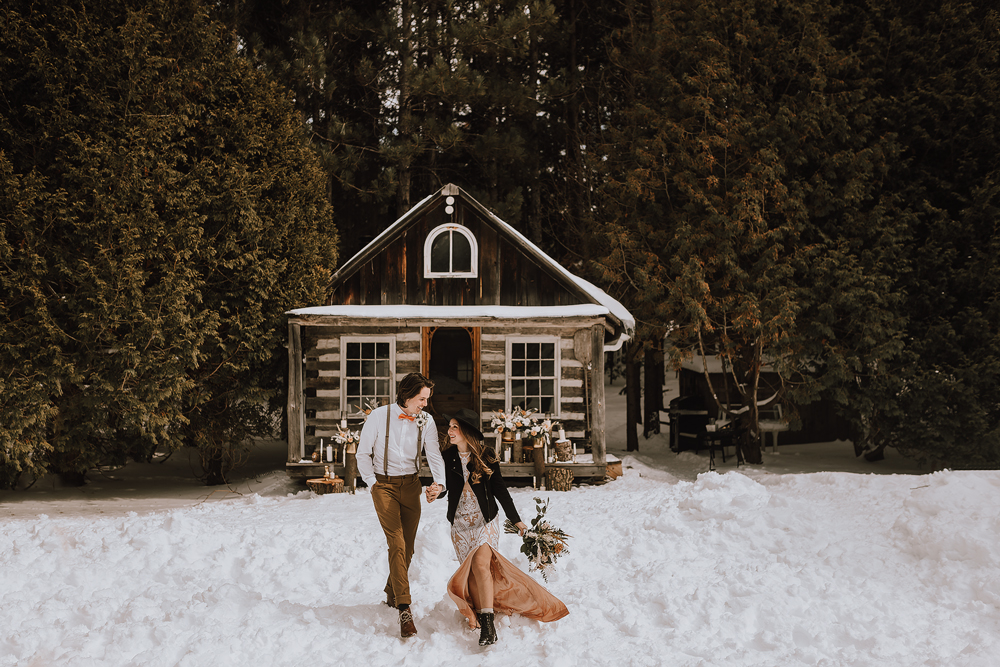 winter cabin elopement