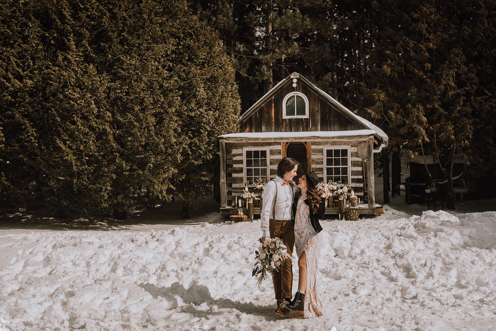 winter cabin elopement