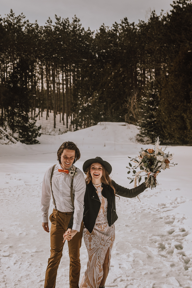 winter cabin elopement