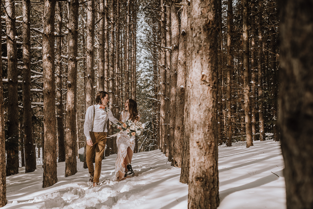 winter cabin elopement