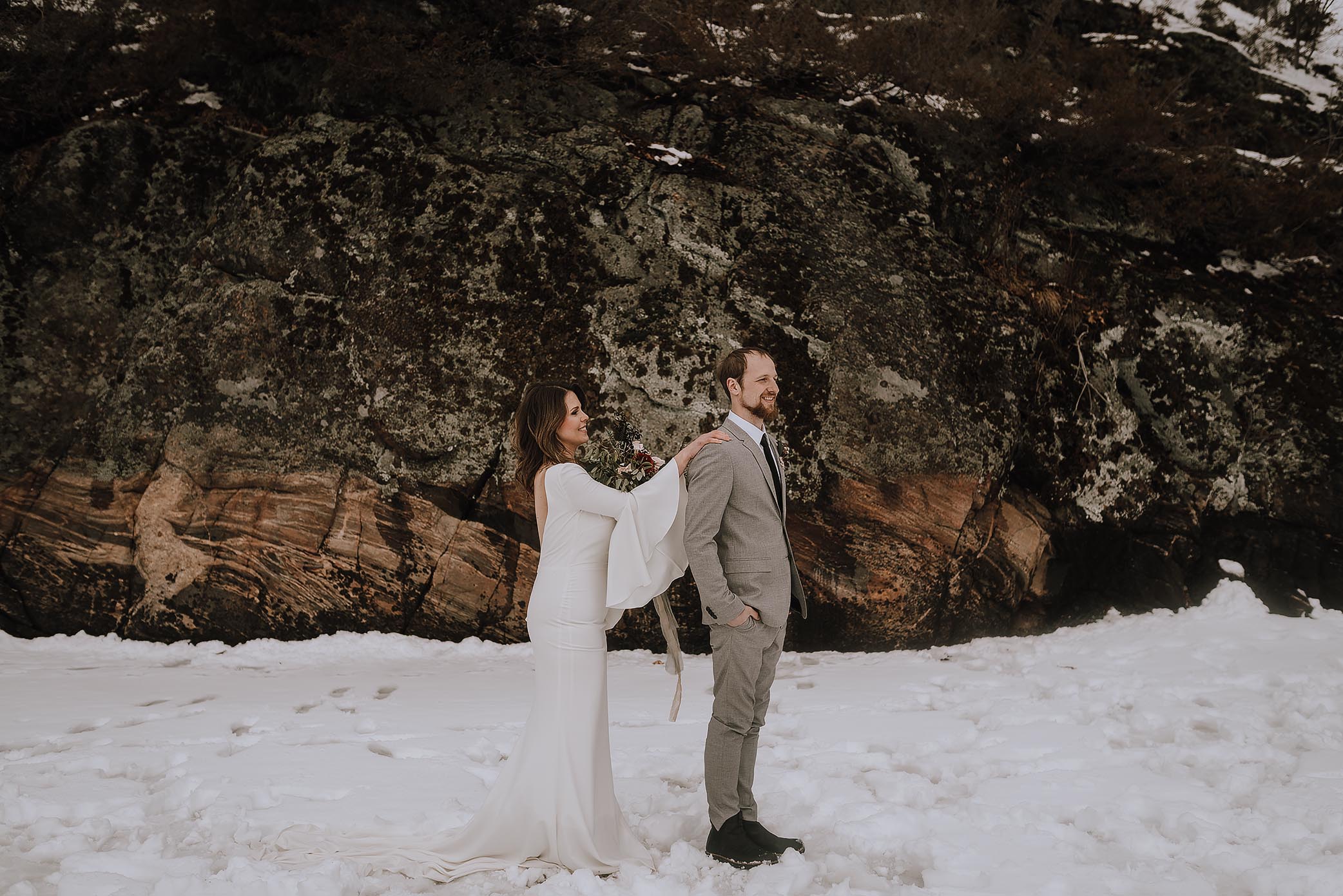 intimate winter elopement