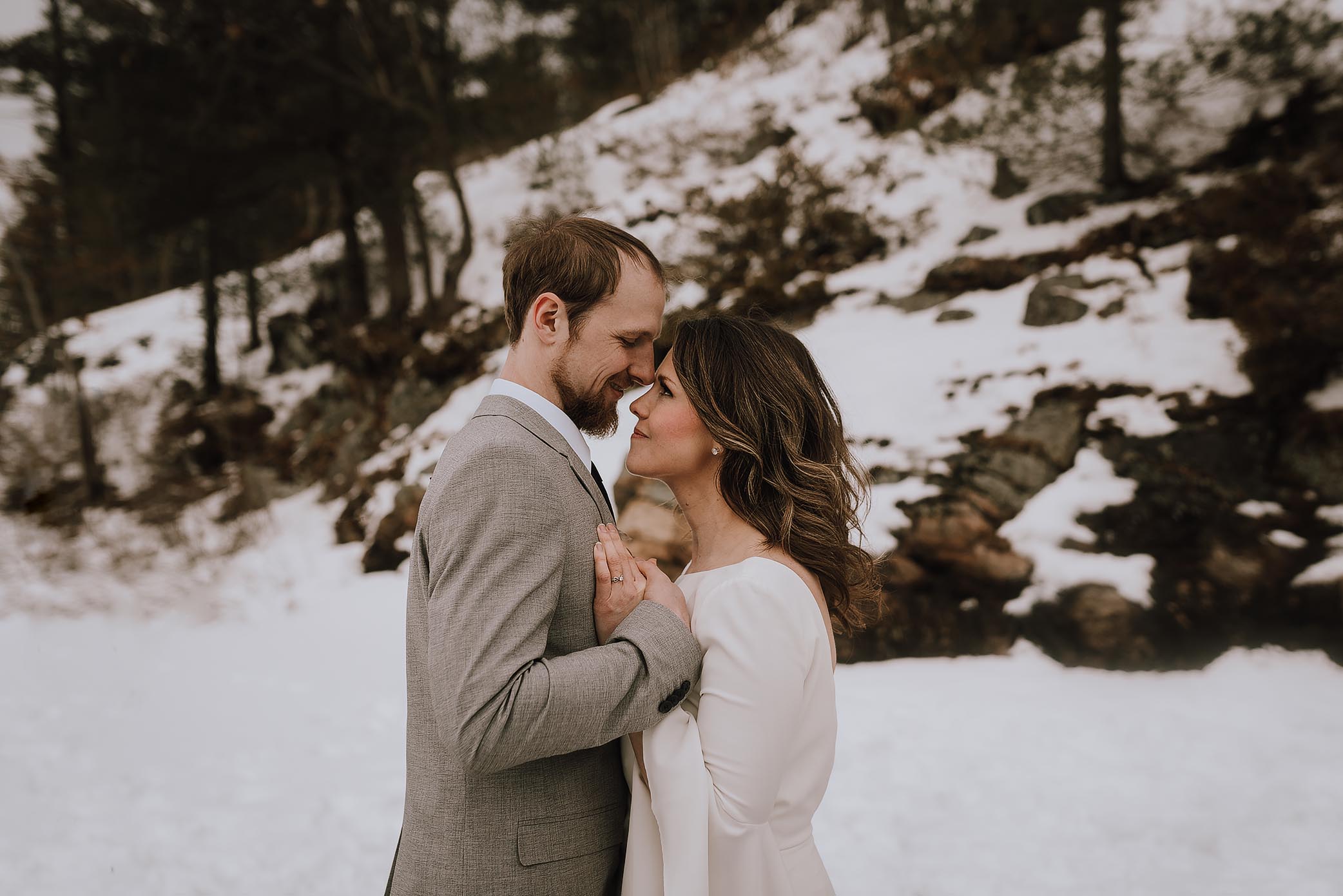 intimate winter elopement