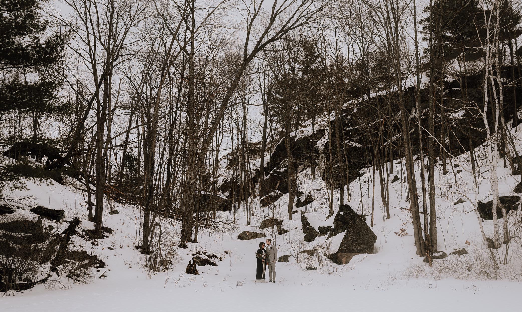 intimate winter elopement