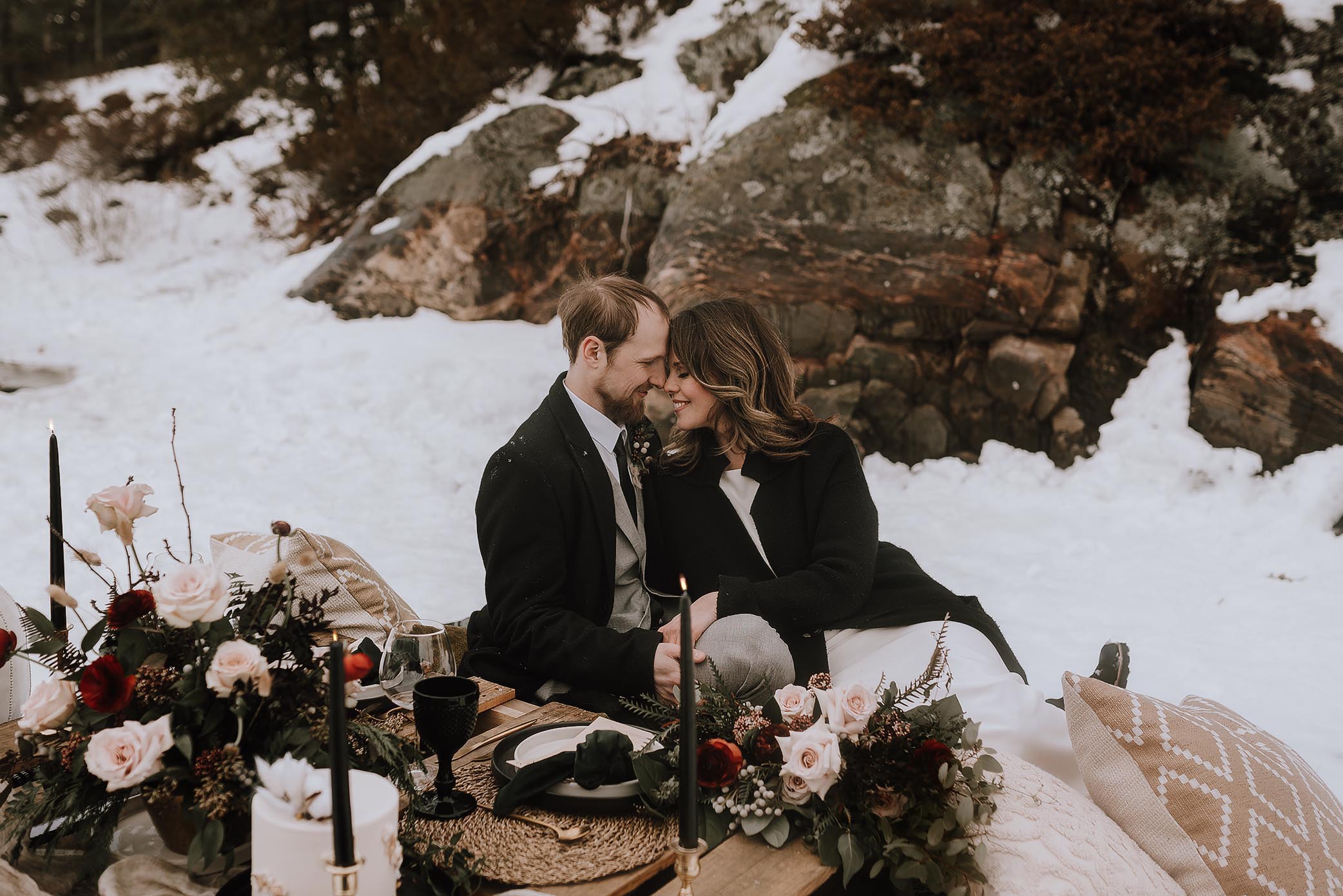 intimate winter elopement